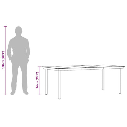 vidaXL Garden Dining Table Black 200x100x74 cm Steel and Glass