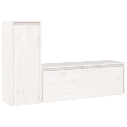 vidaXL TV Cabinets 2 pcs White Solid Wood Pine
