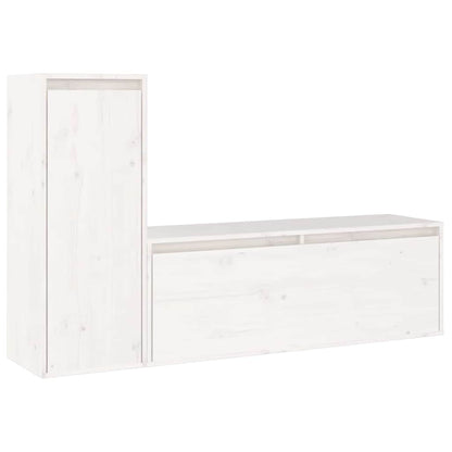 vidaXL 2 Piece TV Cabinet Set White Solid Wood Pine