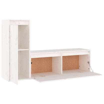 vidaXL 2 Piece TV Cabinet Set White Solid Wood Pine