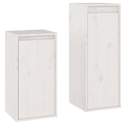 vidaXL TV Cabinets 2 pcs White Solid Wood Pine