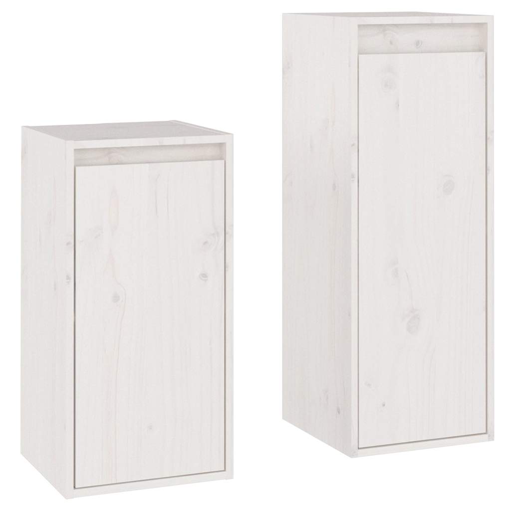 vidaXL 2 Piece TV Cabinet Set White Solid Wood Pine