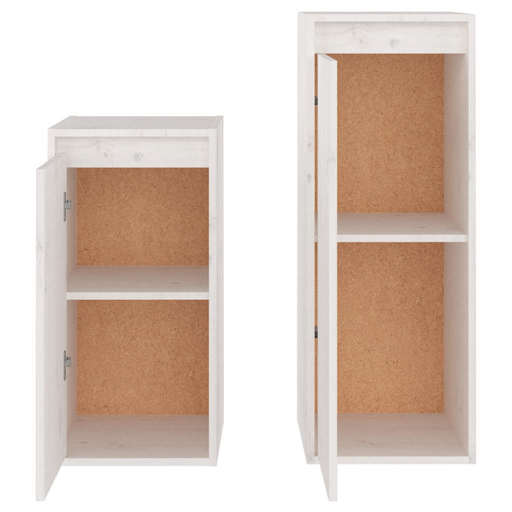 vidaXL 2 Piece TV Cabinet Set White Solid Wood Pine