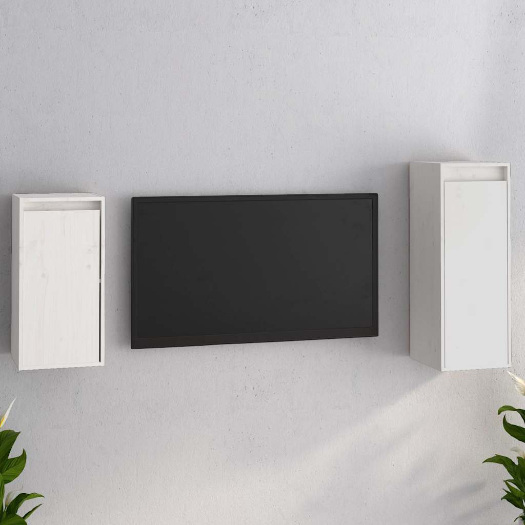 vidaXL 2 Piece TV Cabinet Set White Solid Wood Pine