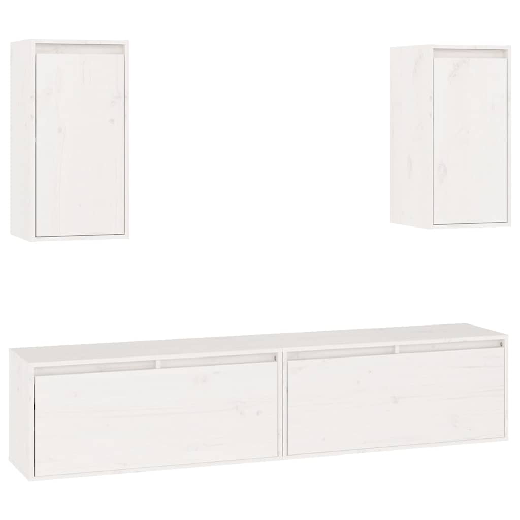 vidaXL TV Cabinets 4 pcs White Solid Wood Pine