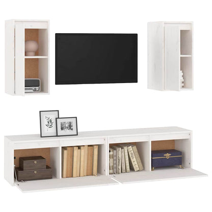 vidaXL 4 Piece TV Cabinet Set White Solid Wood Pine
