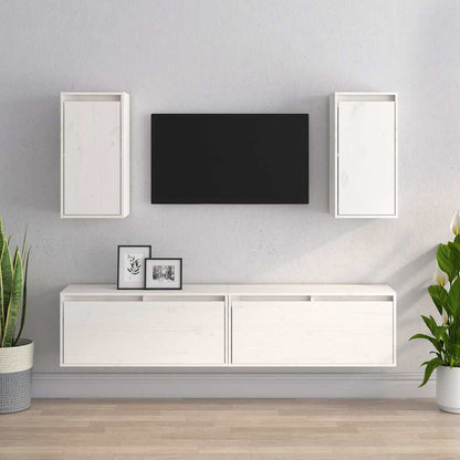 vidaXL 4 Piece TV Cabinet Set White Solid Wood Pine