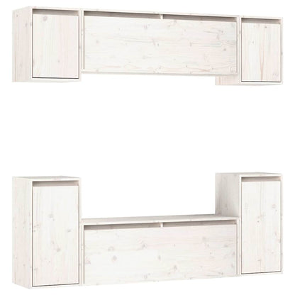vidaXL 6 Piece TV Cabinet Set White Solid Wood Pine