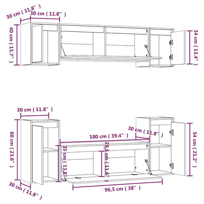 vidaXL 6 Piece TV Cabinet Set White Solid Wood Pine