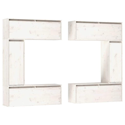 vidaXL 6 Piece TV Cabinet Set White Solid Wood Pine