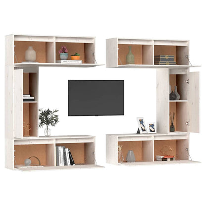 vidaXL 6 Piece TV Cabinet Set White Solid Wood Pine