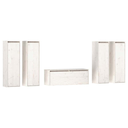 vidaXL 5 Piece TV Cabinet Set White Solid Wood Pine