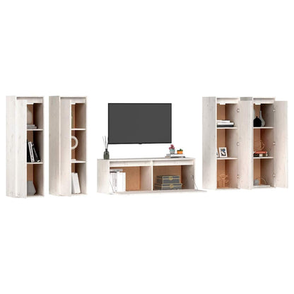 vidaXL 5 Piece TV Cabinet Set White Solid Wood Pine
