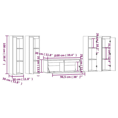 vidaXL 5 Piece TV Cabinet Set White Solid Wood Pine