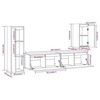 vidaXL TV Cabinets 4 pcs White Solid Wood Pine