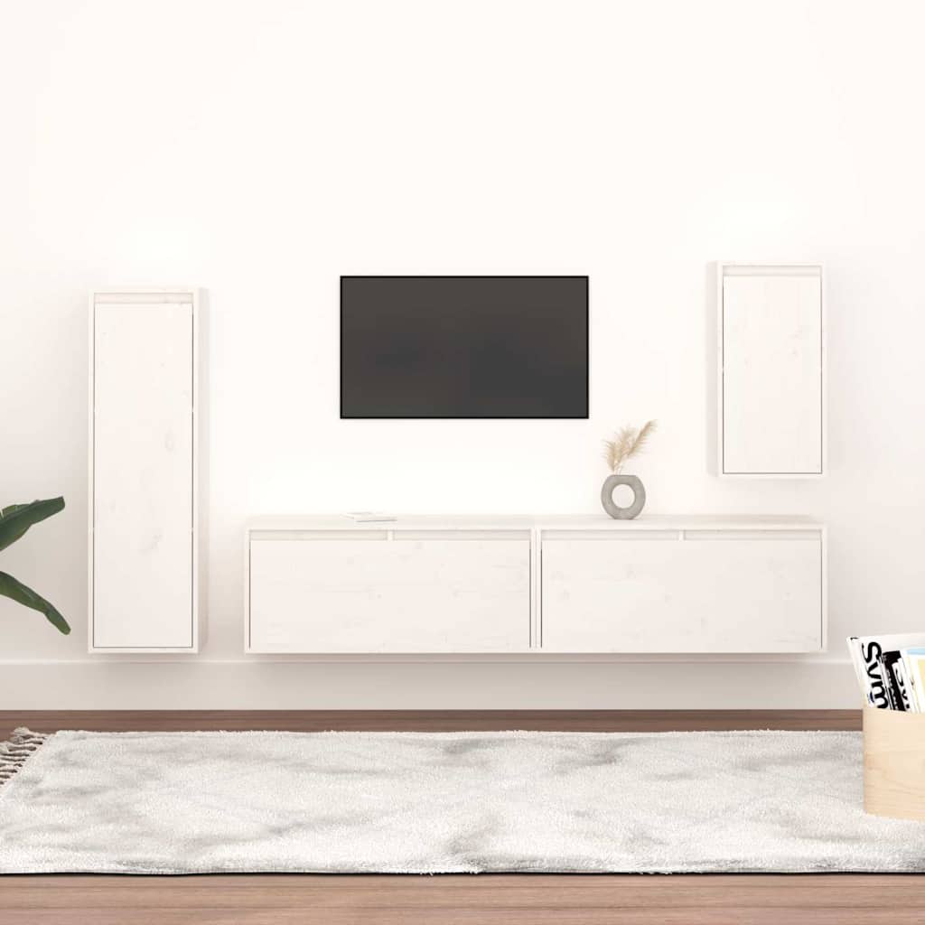 vidaXL TV Cabinets 4 pcs White Solid Wood Pine