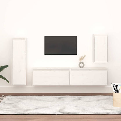 vidaXL TV Cabinets 4 pcs White Solid Wood Pine