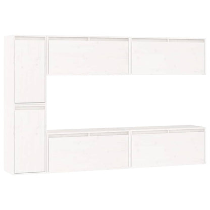 vidaXL 6 Piece TV Cabinet Set White Solid Wood Pine