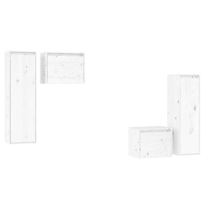 vidaXL 4 Piece TV Cabinet Set White Solid Wood Pine