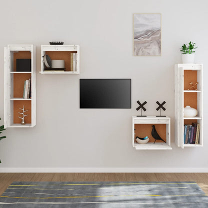 vidaXL TV Cabinets 4 pcs White Solid Wood Pine