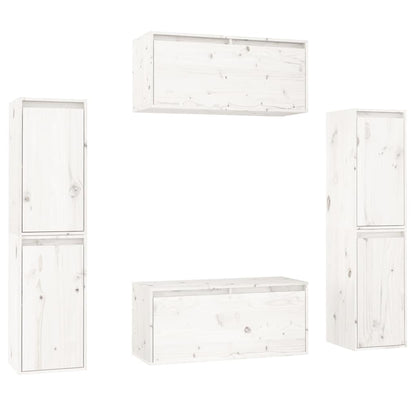 vidaXL 6 Piece TV Cabinet Set White Solid Wood Pine