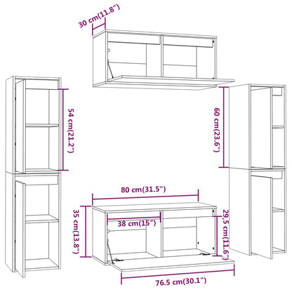vidaXL TV Cabinets 6 pcs White Solid Wood Pine