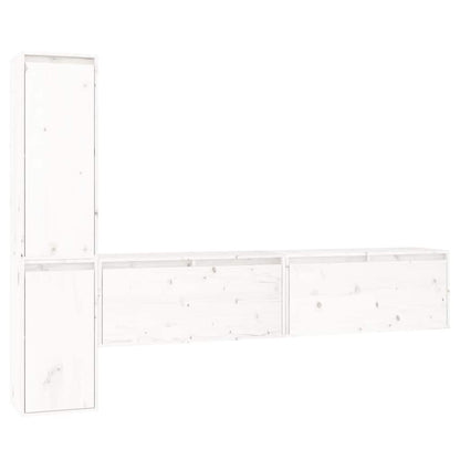 vidaXL 4 Piece TV Cabinet Set White Solid Wood Pine