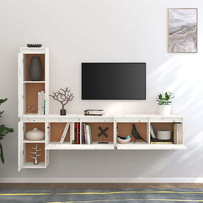 vidaXL 4 Piece TV Cabinet Set White Solid Wood Pine