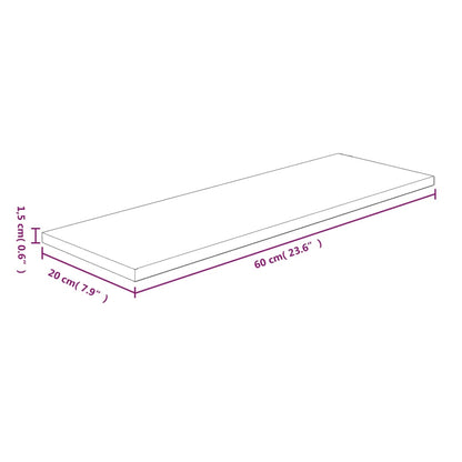 vidaXL Shelf Board | Medium brown | Solid oak wood (untreated) | 60x20x1.5 cm