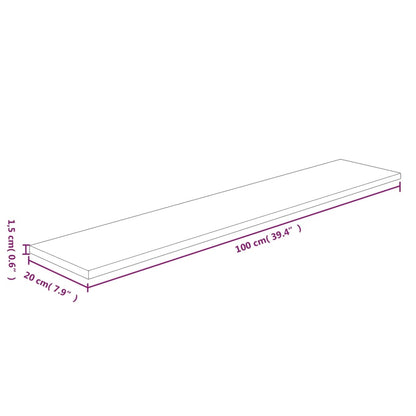 vidaXL Shelf Board 100x20x1.5 cm Untreated Solid Wood Oak