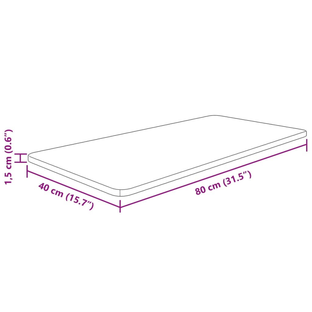 vidaXL Bathroom Countertop 80x40x1.5 cm Untreated Solid Wood