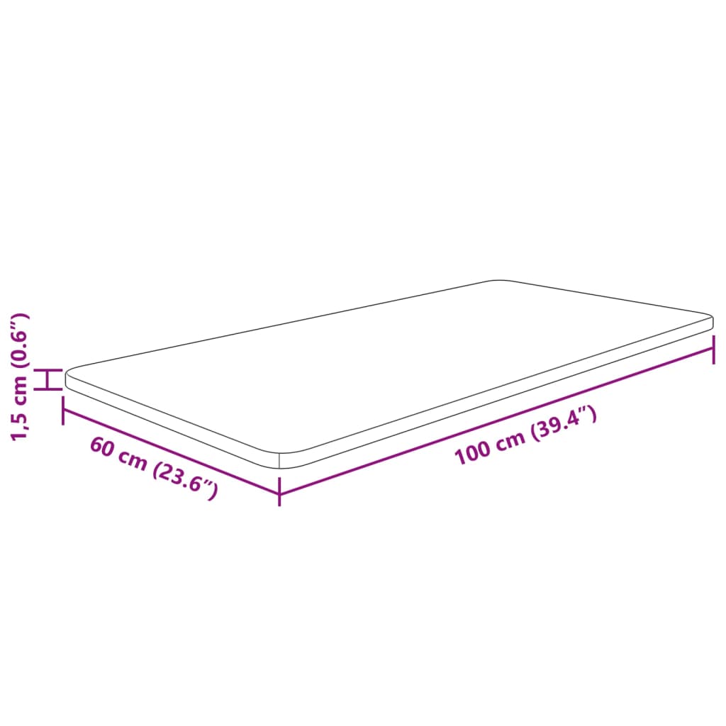 vidaXL Bathroom Countertop 100x60x1.5 cm Untreated Solid Wood