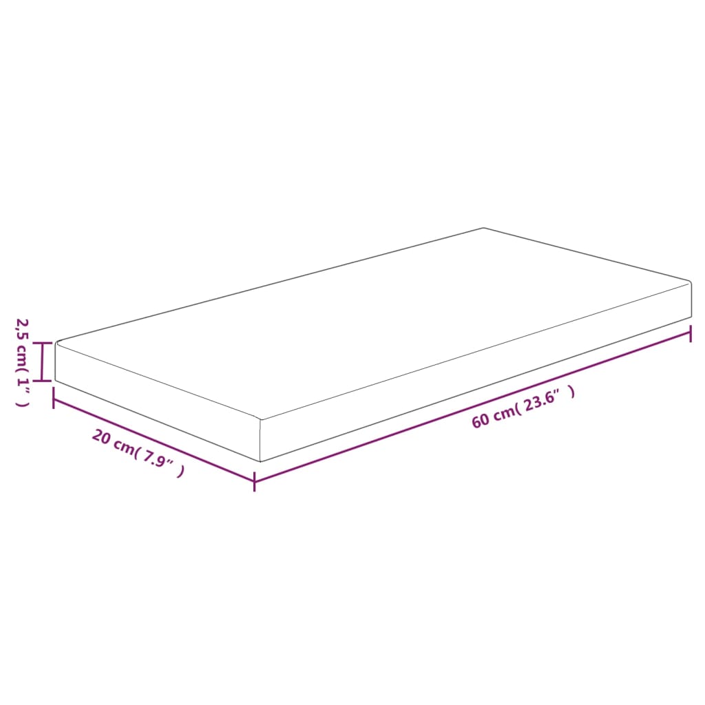 vidaXL Shelf Board 60x20x2.5 cm Untreated Solid Wood Oak