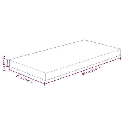 vidaXL Shelf Board 60x20x2.5 cm Untreated Solid Wood Oak