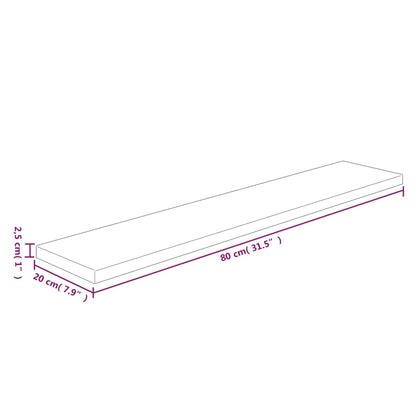 vidaXL Shelf Board 80x20x2.5 cm Untreated Solid Wood Oak