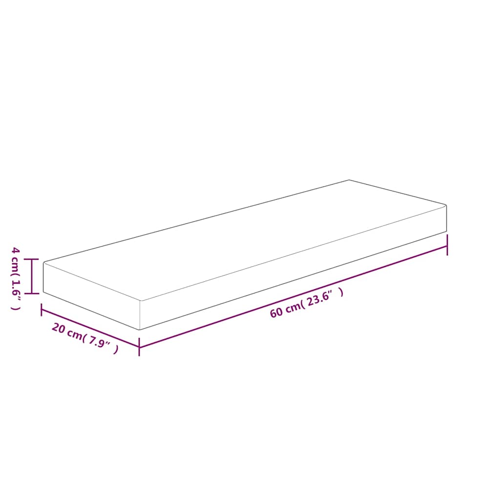 vidaXL Shelf Board 60x20x4 cm Untreated Solid Wood Oak