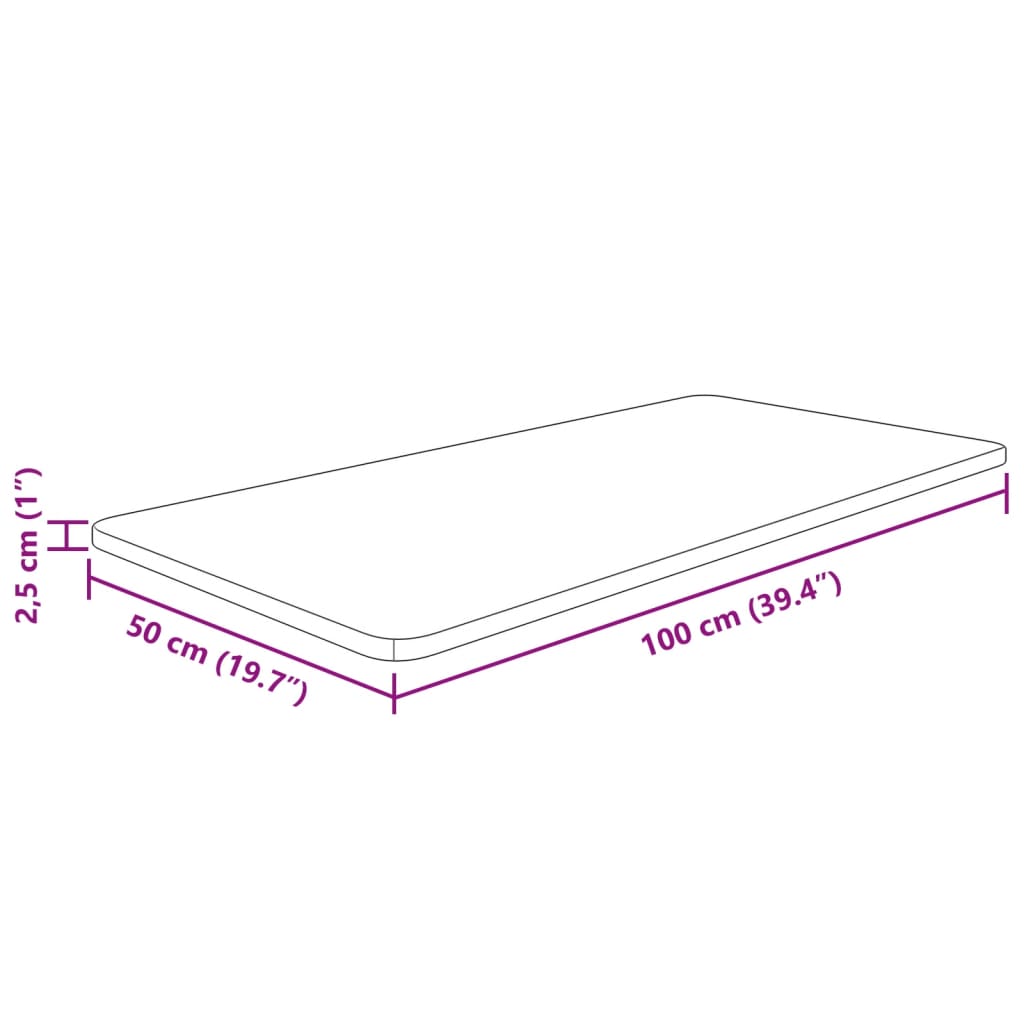 vidaXL Bathroom Countertop Dark Brown 100x50x2.5cm Treated Solid Wood