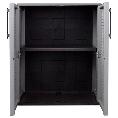 vidaXL Garden Storage Cabinet Grey and Black 68x37x84 cm PP