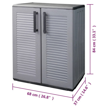 vidaXL Garden Storage Cabinet Grey and Black 68x37x84 cm PP