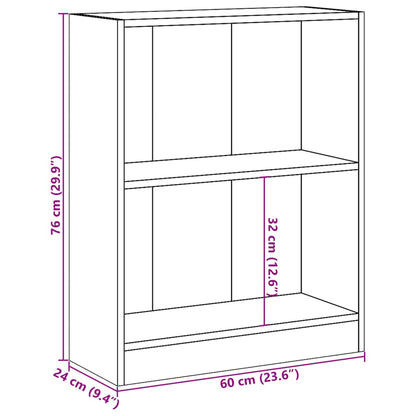 vidaXL Bookcase Smoked Oak 60x24x76 cm Engineered Wood