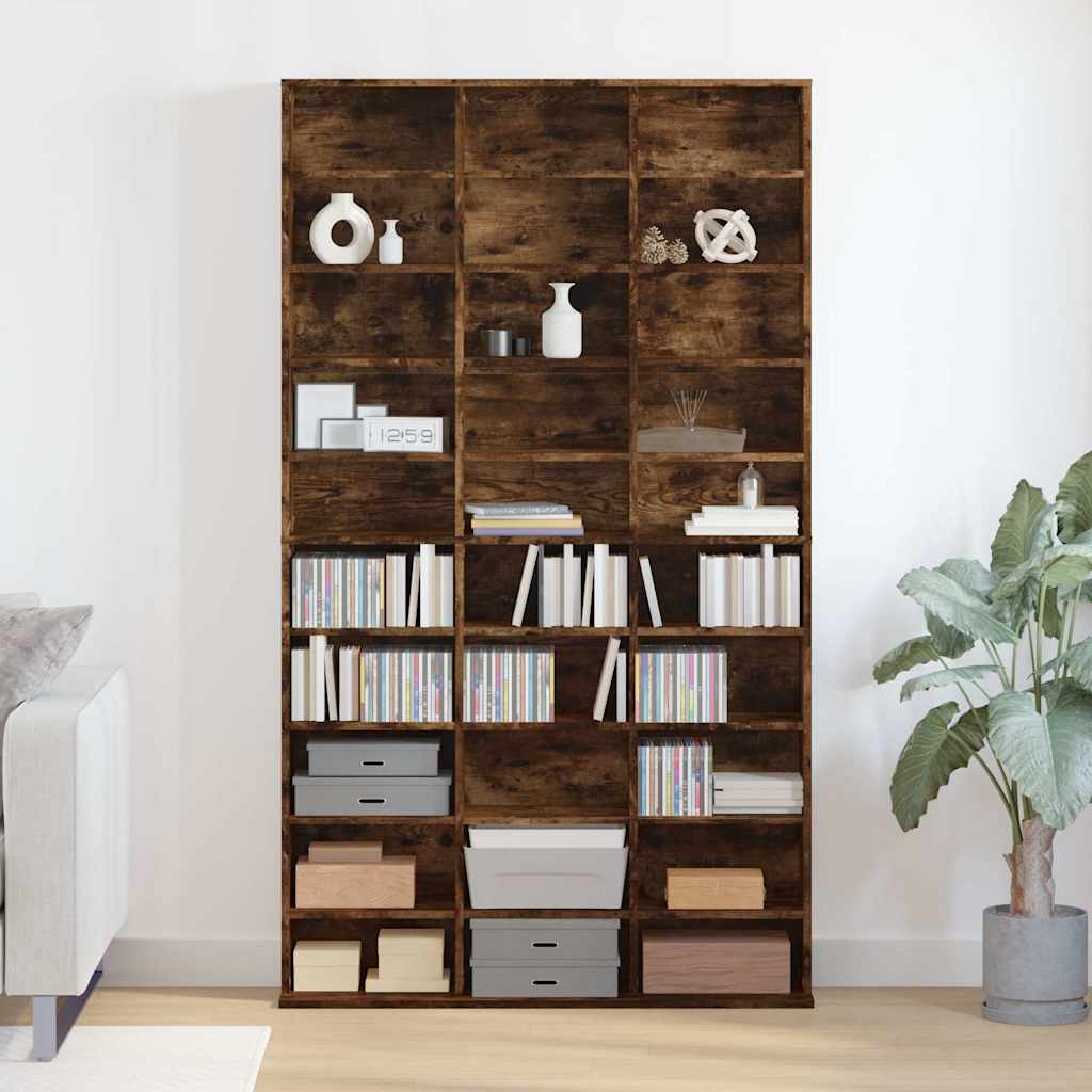 vidaXL CD Cabinet Smoked Oak 102x23x177,5 cm Engineered Wood