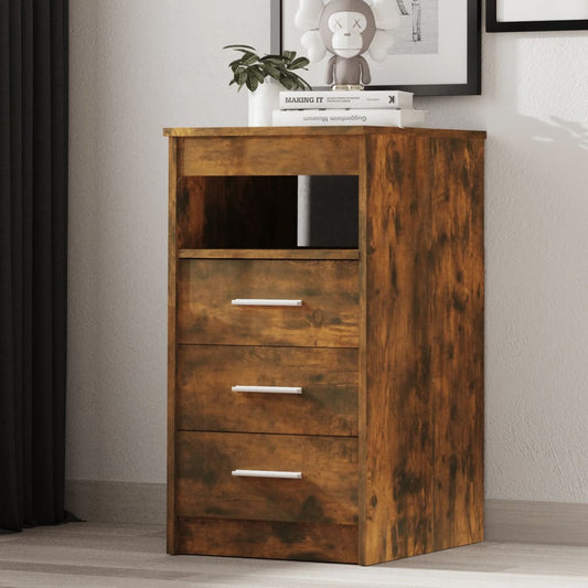 vidaXL Drawer Cabinet | Smoked Oak | Engineered Wood | Compact | Drawer Cabinet