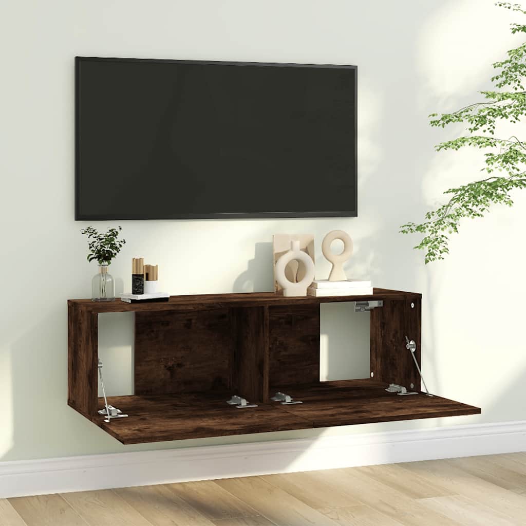 vidaXL TV Wall Cabinet | Smoked Oak | Engineered Wood | Standard