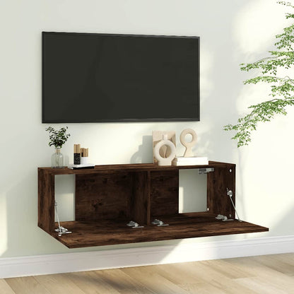 vidaXL TV Wall Cabinet | Smoked Oak | Engineered Wood | Standard