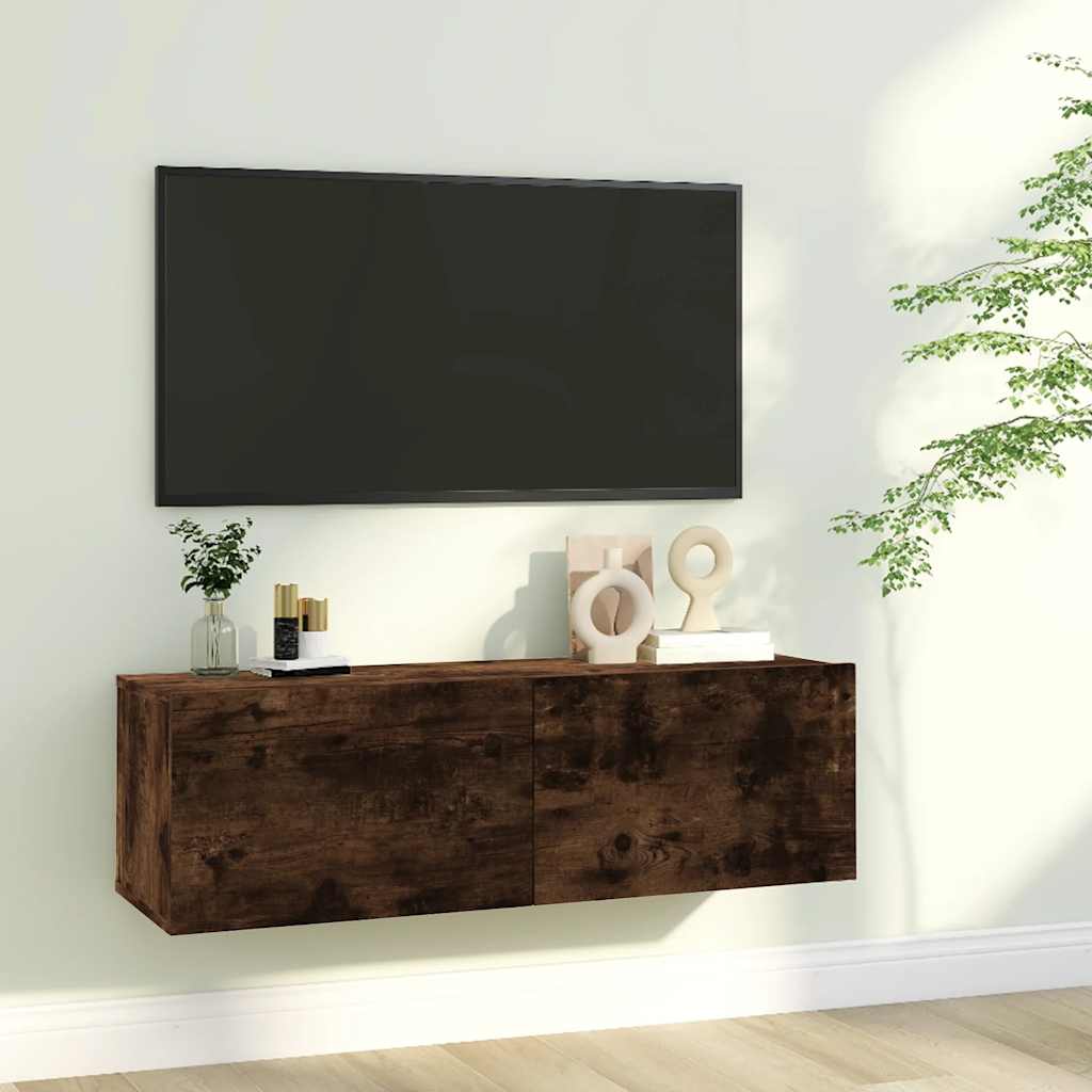 vidaXL TV Wall Cabinet | Smoked Oak | Engineered Wood | Standard
