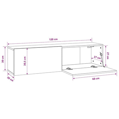 vidaXL TV Wall Cabinet Grey Sonoma 120x30x30 cm Engineered Wood