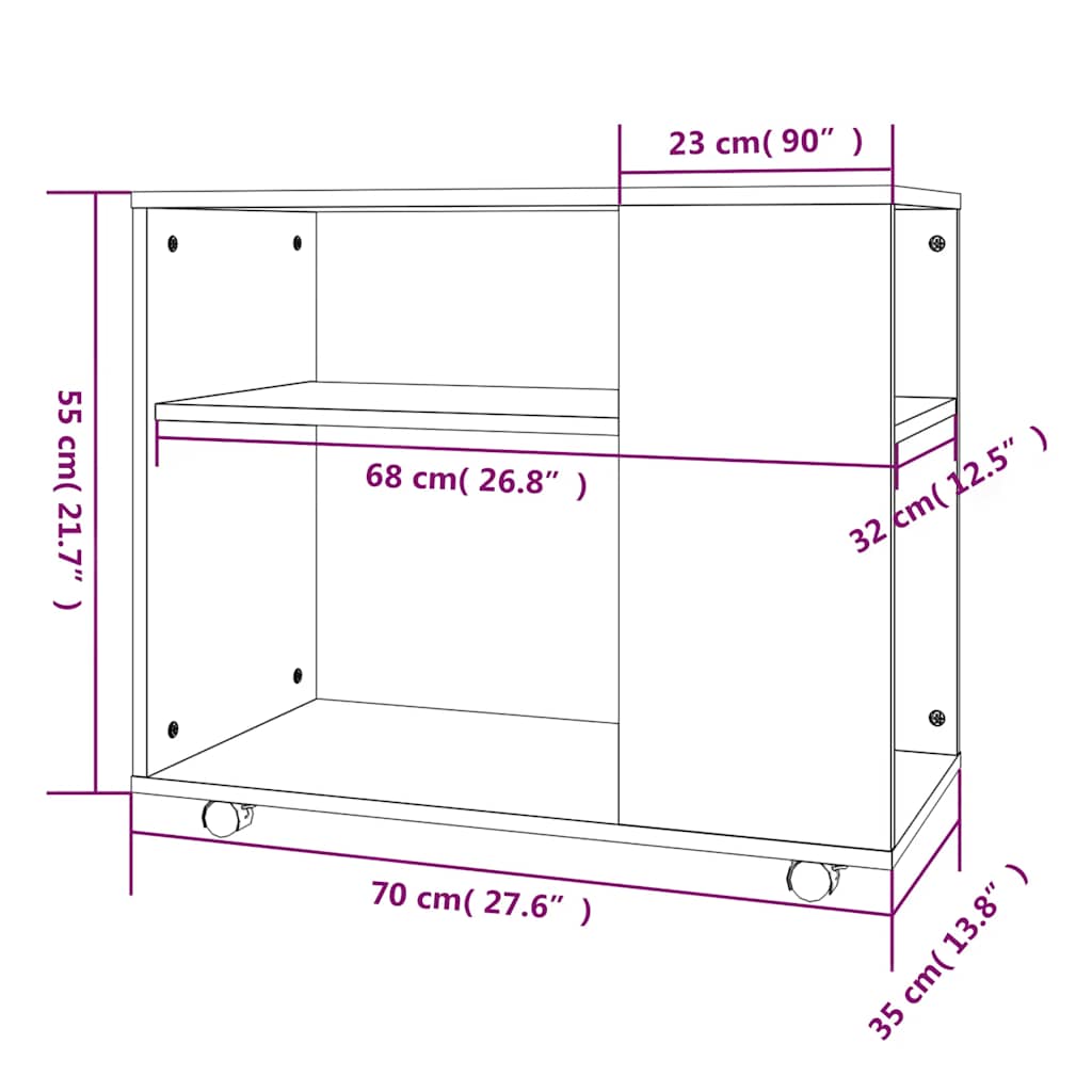 vidaXL Side Table Grey Sonoma 70x35x55 cm Engineered Wood