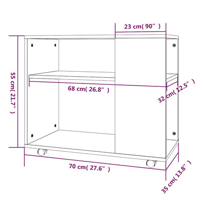 vidaXL Side Table Grey Sonoma 70x35x55 cm Engineered Wood