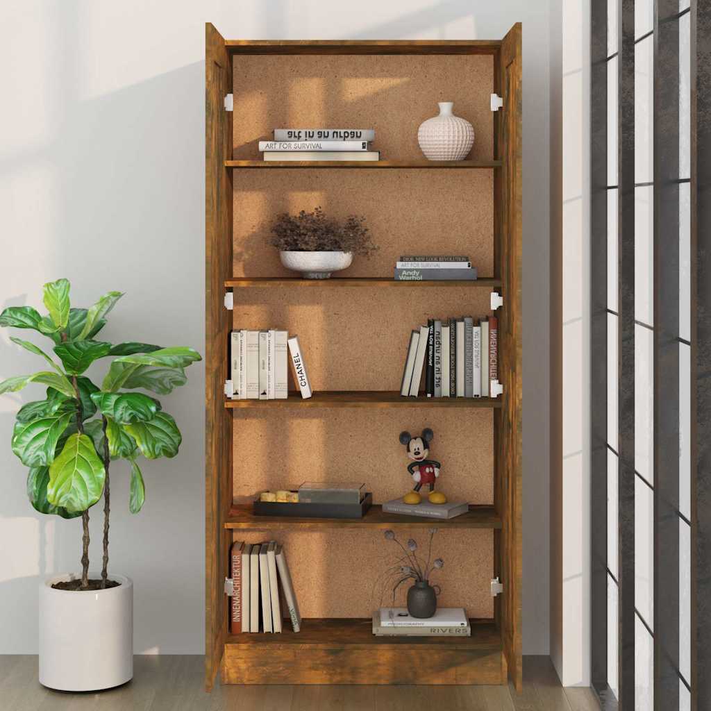 815114 vidaXL Book Cabinet Smoked Oak 82,5x30,5x185,5 cm Engineered Wood