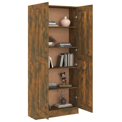 815114 vidaXL Book Cabinet Smoked Oak 82,5x30,5x185,5 cm Engineered Wood